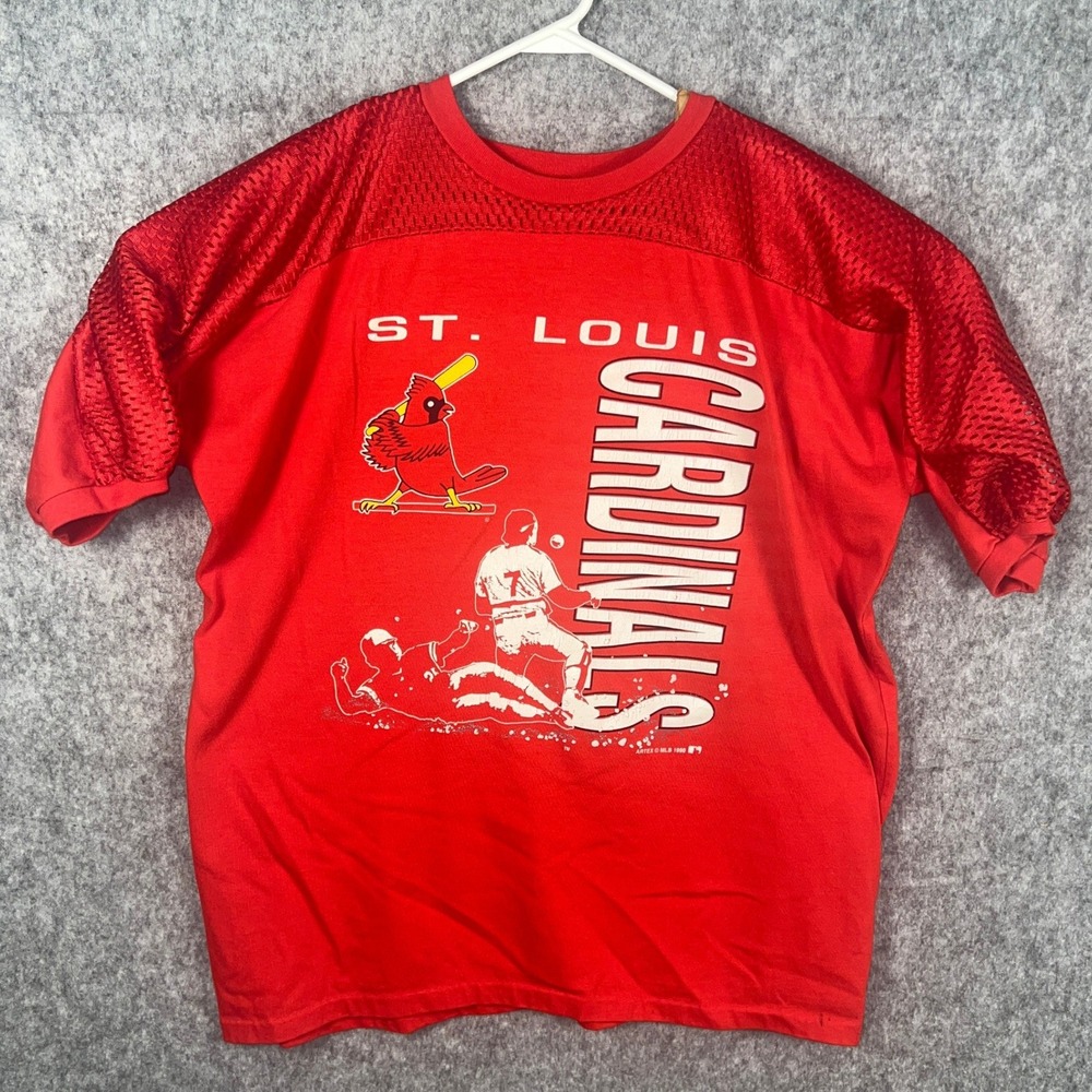 Vintage 1990 St Louis Cardinals Jostens Artex Mesh Shoulder Shirt Men's XL Red